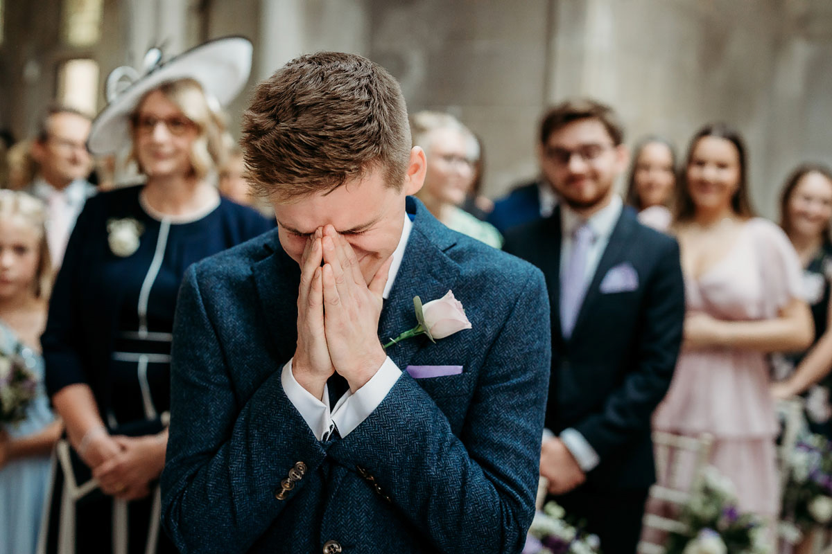the groom crying