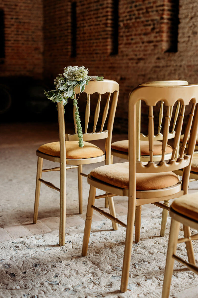 a wedding chair and flowers