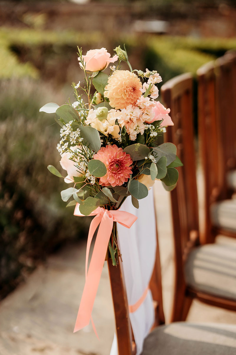 a beautiful bouquet filled with peach flowers
