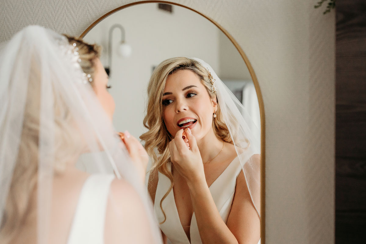 a bride getting ready for her wedding