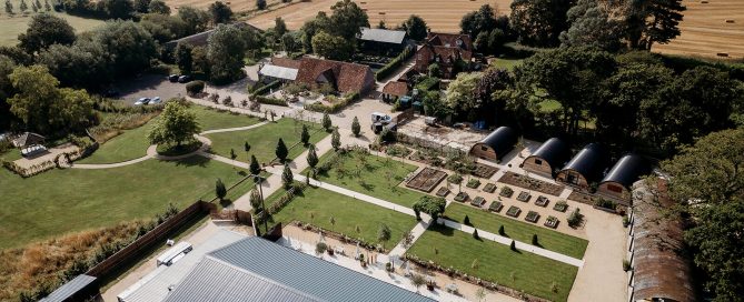 drone photo of silchester farm wedding venue