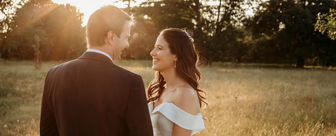 a bride and groom dancing in the golden hour sunlight at wasing park wedding venue captured by a wasing park wedding photographer