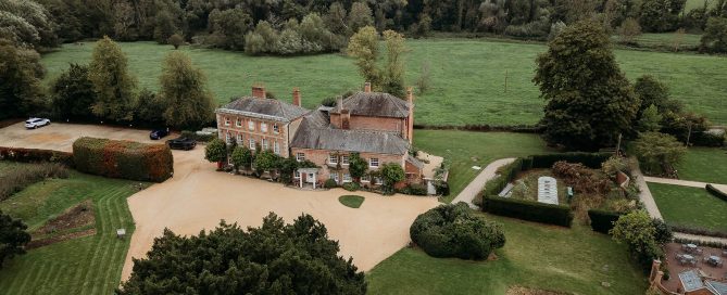 a drone photo of syrencot salisbury wedding venue in Wiltshire