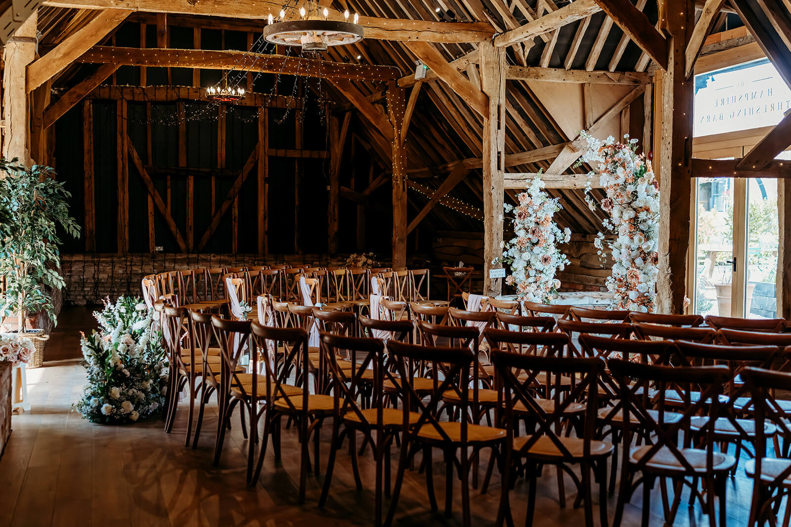 a wedding ceremony setup at Silchester Farm