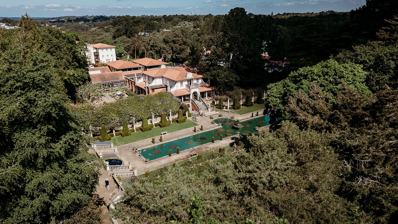 an arial photo of the Italian villa wedding venue